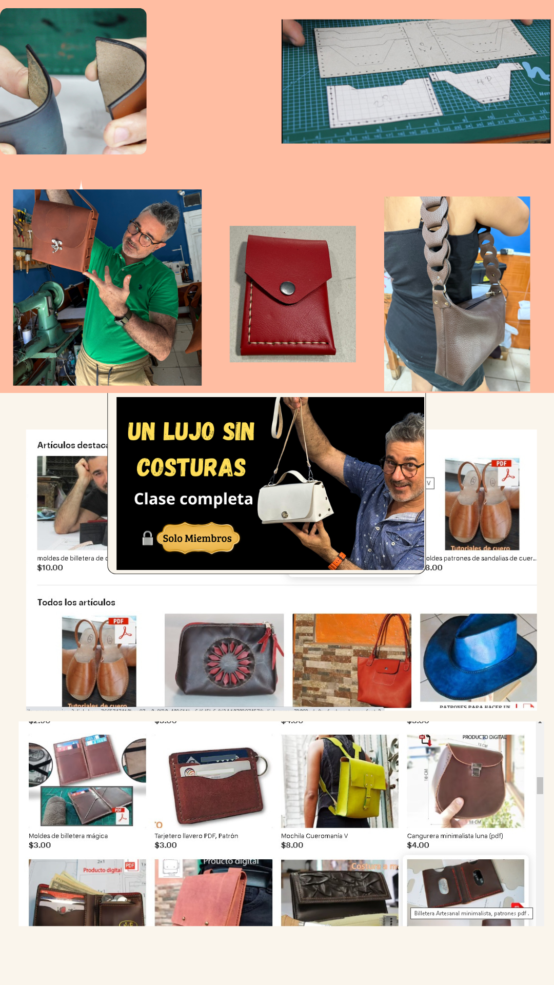Curso básico para aprender a trabajar el cuero desde cero y 50 patrones digitales con vídeos